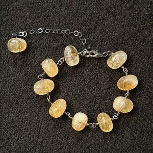 Citrine Quartz Gemstone Bracelet with Baroque or Tumbled Beads